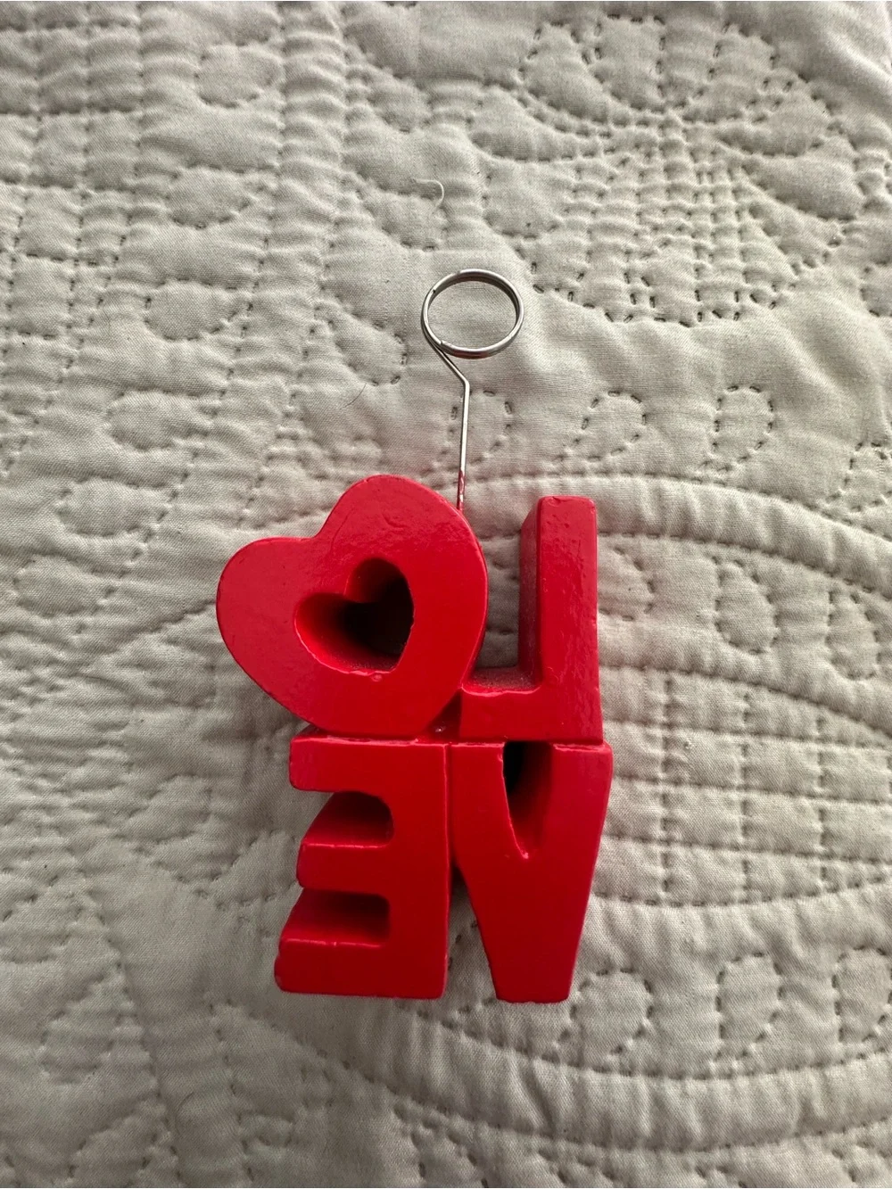 Red LOVE Wooden Block Style picture Clip Holder 5”